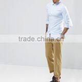 High Quality Custom New Design Point Collar Long Sleeve Mens 98% Cotton 2% Elastane Skinny Casual Blue Sky Dress Shirts thumbnail-4