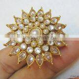 POLKI Crystal GOLD COCKTAIL FINGER Ring thumbnail-3