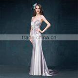 MGOO Cheap Price Wholesale Sliver Simple Evening Dresses Elegant Ladies Dinner Wedding Dress Applique Long Sleeveless 2063 thumbnail-3