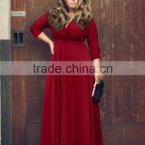 2016 Wholesale New Arrival Fashion Sexy Long Sleeve Deep V-neck Plus Size Dresses for Fat Women thumbnail-3