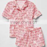 Girls Allover Text Printed Shorty Pajama Set thumbnail-1