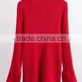 EY0878S 2016 Winter Ladies Red Mock Turtleneck Poncho Sweater thumbnail-5