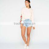 Relaxed Fit Cotton Clothing Kimono Sleeve Embroidered Hoodie for Women thumbnail-4