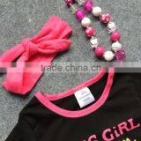 2016 New Spring Design "Jesus&Cupcake" Girls Outfits Black Sequins Pants Kids Clothing Suit With Matching Accessories thumbnail-3