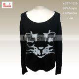 Jacquard Cat Sweater 96%Acrylic 4%Viscose Lady Fashion Dress Sweater thumbnail-1