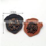 Black/brown PU Leather Sew on Patches With Anti-copper Metal Plates Fashion Clothing Label for Jeans/jacket PLB-021 thumbnail-1