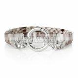 New Design Fashion PU Leatheroid Bracelets Silver Plated Gray Halloween Skull Clasp 21cm X1.6cm2 PCs