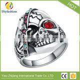 Fashion Punk Skull Rings Classic Vintage Jewelry Stainless Steel Cool Star Shape Red Crystal Ring thumbnail-1