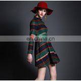 Striped Quality Temperament Checker Skirt / A Line Long Sleeve Skirt thumbnail-3