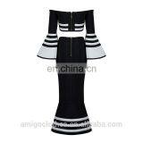 2017 New Black and White Strips Navy Style Bandage Dress 2pcs Sets thumbnail-5