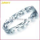 Customized Mens Classic Link Wrist Silver Stainless Steel Bracelet