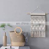 Northern European Black Wavy Design Floor Mat Boho Basket Arabic Tapestry Hand Knotted Tassels White Wall Hanging Tapestry thumbnail-5