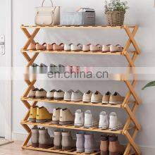 Folding Bamboo Shoe Rack Bench Shoe Shelves Plant Display Stand Storage Shoe Rack Cabinet Storage Holders & Racks thumbnail-4