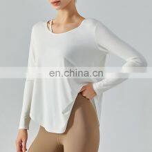 Autumn New Light Weight Soft Women Fitness T-Shirts Women Long Sleeve Running Loose Workout Wear Gym Top thumbnail-3