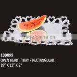 Silver Serving Platter With Heart Boarder / Aluminium Silver Serving Dish / Manufacturer of Serving Dish thumbnail-3