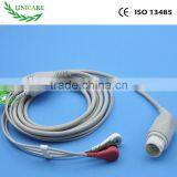HP M1735A/B, M1722A/B,M1723A/B One-piece 3 Leads Patient Monitor Ecg Cable.12p,AHA,snap Style thumbnail-1