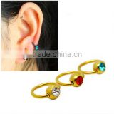 Anodized Captive Bead Ring Piercing with Fashion crystal