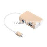 Universal Travel Aluminum USB 3.1 Type-c Male Adapter With 4 Port Hub thumbnail-2