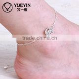 2015 new hot designer sterling pure silver plated anklets anklet jewelry