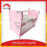 Wooden Double Doll Bed with Cheap Price and Beautiful Design for kids pretend play