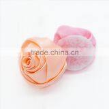 Satin Rosettes Fabric Flowers- Wedding Bouquet- Headband Hairclip Bobby Pin Flowergirl Satin Rose Baby Girl Headband thumbnail-4