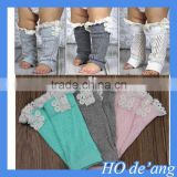 HOGIFT Kids knit lace button leg warmers,baby girl lace trim knee high boot cuff socks,7 color knee high socks