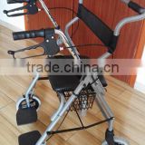 transport aluminum walker with seat and footrest
