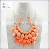 orange Bubble Chain Bib bead Necklace