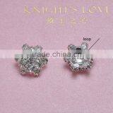 (M0328) 17mm Rhinestone Button With Loop,silver Plating, All Clear Crystals thumbnail-1