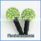 Wholesale Fashion Phone Cap Plug Earphone Dustproof Jack Cap Micro Pave 10mm Crystal Rhinestone Disco Ball For Iphone MDP-P1004