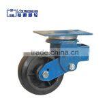 5, 6 Inches Locking Spring Shock Absorption Polyurethane Caster Wheel, Black Rubber Caster Wheel, White pu Caster Wheel thumbnail-2