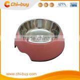 Chi-buy Pink Detachable Dual Melamine pet bowl antiskid Dog cat food water bowls,M Size:5.12"LX6.89"WX2.36"H