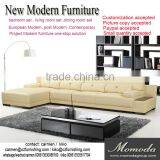JR6002 Chic Modern Living Room Set Thick Cow Leather Beige Sofa Set Foshan Furniture Factory Wholesaler thumbnail-1