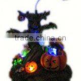 8" Polyresin LED Halloween Decoration With Flying Witch & Moving Pig in Pumpkin thumbnail-1
