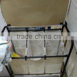 Hotel and Home Usage Triple Laundry Sorter With Ironing Board/3 Lift-off Fableable Landry Sorter thumbnail-3