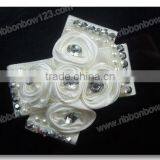 MSD Wholesale White Ribbon Bow Tie With Diamonds for Shoes Decoration thumbnail-1