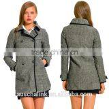 High Quality New Model Charcoal Gray Wool Blend Women's Coat thumbnail-6