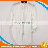 Women Pleated White and Black Chiffon Blouse Collar Design thumbnail-2