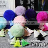Real Rex Rabbit Fur Ball Plush Keychain Woman Bag Charm Tassel Keyring Pendant Car Key Chain Ring Fashion Jewelry thumbnail-1