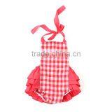Newborn Baby Girls Gingham Bubble Kids Fashion Sunsuit Romper thumbnail-4