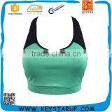 Wholesale Ladies Sports Bra Green And Black Yoga Padded Bra thumbnail-1
