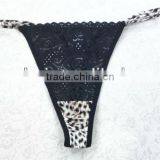 2014 Stylish Hot Sale Sexy Black Lace Panty Thong With Fancy Leopard Printing