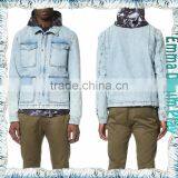 Men's Warm Weather White Blue Denim Jacket With Silver Button thumbnail-5