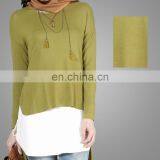 Latest Beautiful Top Adults Age Group And OEM Supply Type Fancy Islamic Clothes High -low Long Puff Knit Girls Tunic /Blouse thumbnail-2