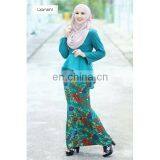 High Quality Women Muslim Dress Fashion Printed Design Elegant Baju Kurung Peplum thumbnail-3