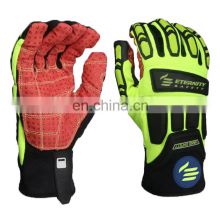 High visibility hand protection heavy duty working safety mechanics gloves with customs logo