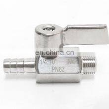 Good Sealing 4 Points 6 Points Mini Double Outer Wire Accessories Pagoda Type 304 Pneumatic Stainless Steel Ball Valve