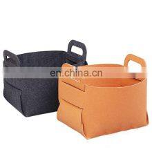 New Foldable Storage Felt Polyester Portable Rectangular Storage Basket Cloth Organizer Foldable With Handles for Home Decor