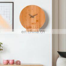 Antique Retro Luxury Simplicity Round Design Home Decorations Office Bamboo Wood Singing Bowl Analog Large Big Size Wall Clock