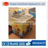 R134a 220V Glass Door Display Manual Defrost Freezer for Ice Cream